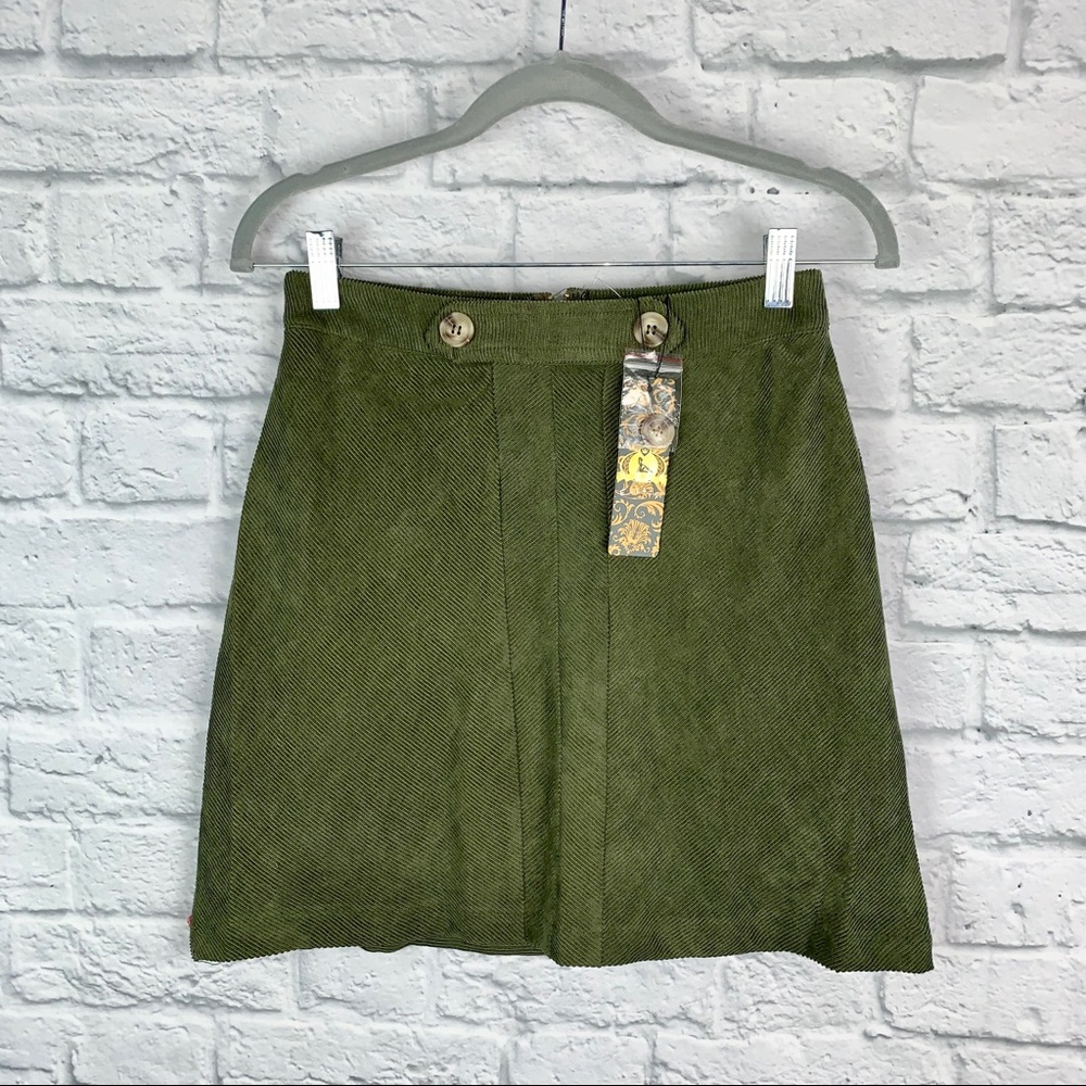 NWT LF E-Lady Sage Corduroy Ribbed Mini Skirt